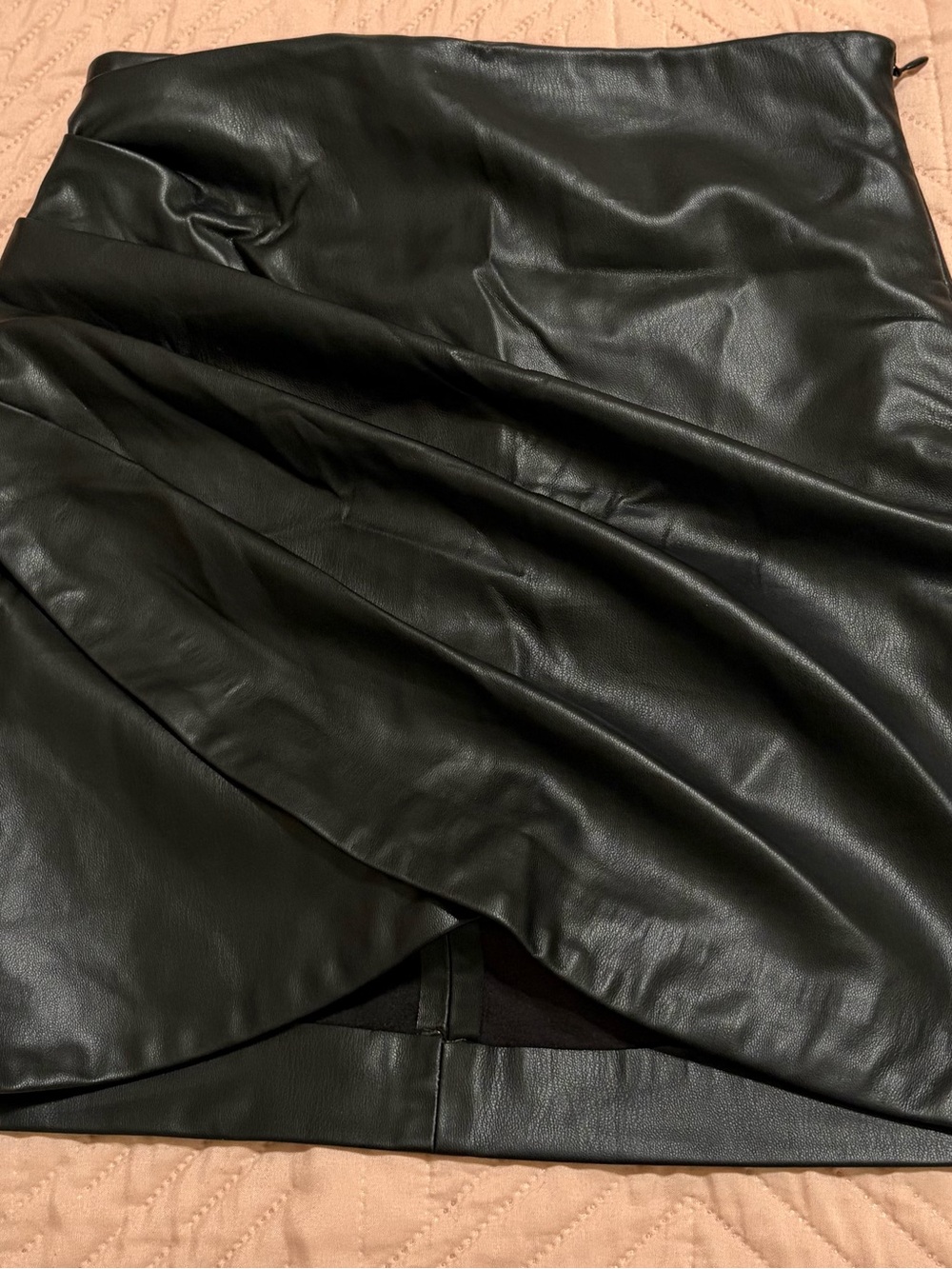 Zara Black Faux Leather Wrap Mini Skirt